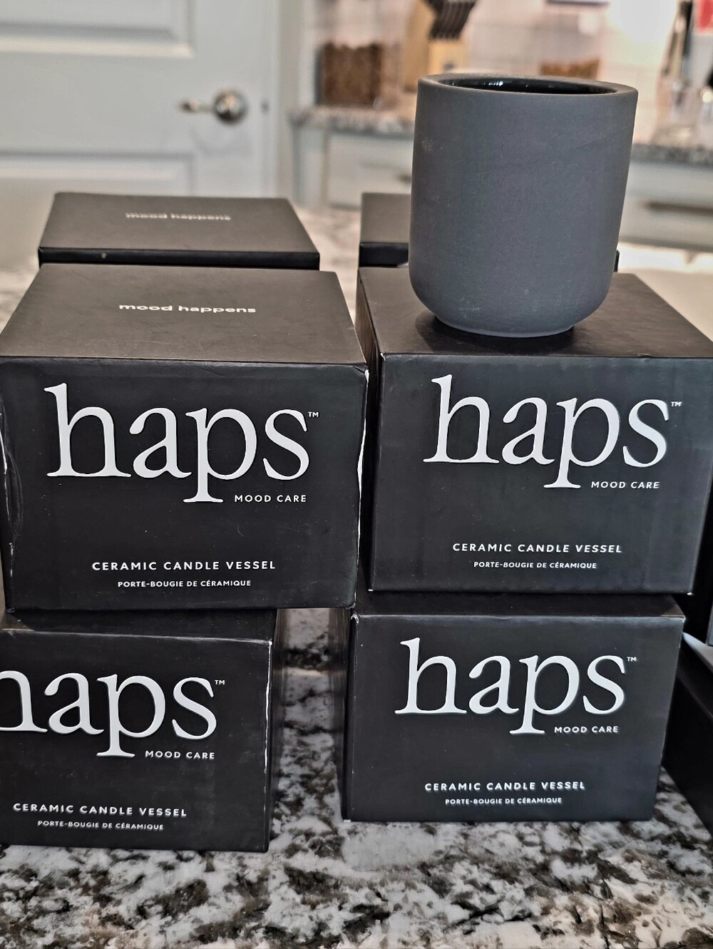 Haps Ceramic Candle Vessel - Charcoal Gray